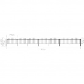 Gard de grădină cu vârf suliță, negru, (1,25-1,5)x11,9 m oțel - Img 5