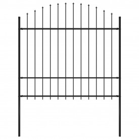 Gard de grădină cu vârf suliță, negru, (1,5-1,75) x 1,7 m, oțel