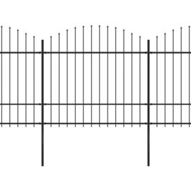 Gard de grădină cu vârf suliță, negru, (1,5-1,75)x15,3 m oțel