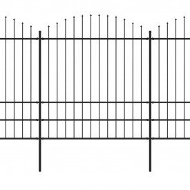 Gard de grădină cu vârf suliță, negru, (1,75-2) x 11,9 m oțel - Img 2