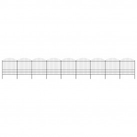 Gard de grădină cu vârf suliță, negru, (1,75-2) x 15,3 m oțel