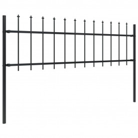 Gard de grădină cu vârf suliță, negru, 13,6 x 0,6 m, oțel - Img 2