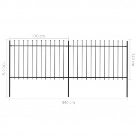 Gard de grădină cu vârf suliță, negru, 3,4 x 1,2 m, oțel - Img 5