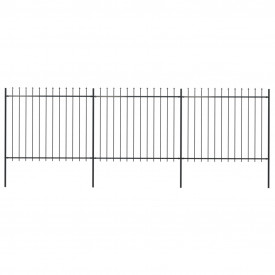Gard de grădină cu vârf suliță, negru, 5,1 x 1,5 m, oțel