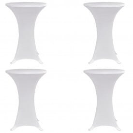 Husă de masă cu picior, Ø80 cm, alb, elastic, 4 buc. - Img 1