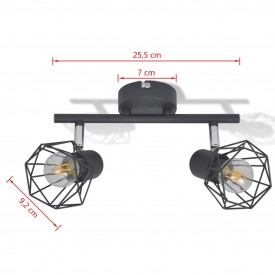 Lustră cadru sârmă stil industrial 2 becuri LED cu filament, negru - Img 6