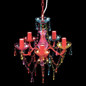 Lustră Cristal Artificial pentru 5 becuri Multicoloră - Img 4