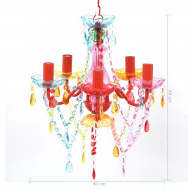 Lustră Cristal Artificial pentru 5 becuri Multicoloră - Img 9