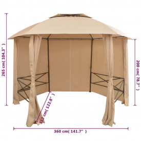 Marchiză pavilion de grădină, perdele, hexagonal, 360x265 cm - Img 9