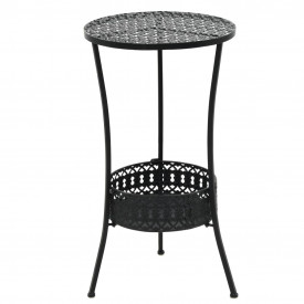 Masă bistro stil vintage, metal, rotundă, 40 x 70 cm, negru