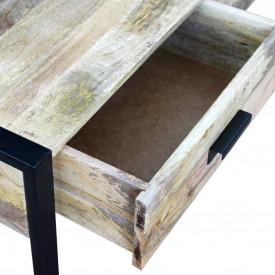 Masă cafea cu 2 sertare din lemn solid de mango, 100x60x40 cm - Img 7
