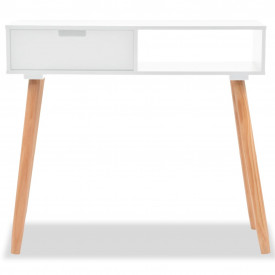 Masă consolă, lemn masiv de pin 80x30x72 cm, alb - Img 3