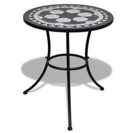 Masă cu blat mozaic 60 cm Alb/Negru