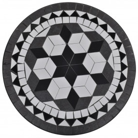 Masă cu blat mozaic 60 cm Alb/Negru - Img 2