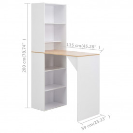 Masă de bar cu dulap, alb, 115 x 59 x 200 cm - Img 6