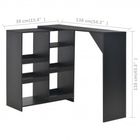 Masă de bar cu raft mobil, negru, 138x40x120 cm - Img 6