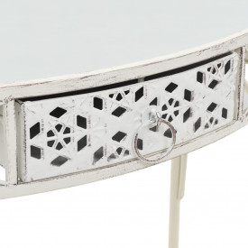 Masă laterală stil franțuzesc, alb, 82 x 39 x 76 cm, metal - Img 5