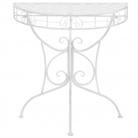 Masă laterală tip vintage argintiu 72x36x74 cm metal semirotund - Img 2