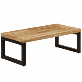 Măsuță de cafea 110x50x35 cm lemn masiv de mango și oțel - Img 10