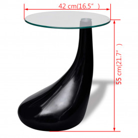 Măsuță de cafea cu blat rotund din sticlă, negru lucios - Img 7