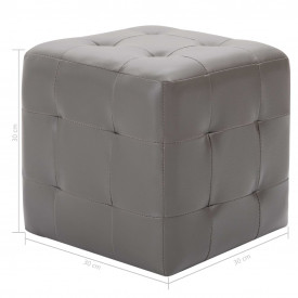 Noptiere, 2 buc., gri, 30x30x30 cm, piele ecologică - Img 5