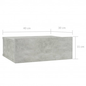 Noptiere suspendate, 2 buc., gri beton, 40x30x15 cm, PAL - Img 7