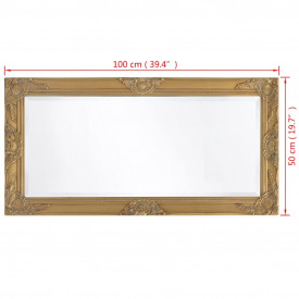 Oglindă de perete în stil baroc, 100 x 50 cm, auriu - Img 9