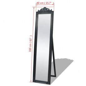 Oglindă verticală în stil baroc 160 x 40 cm negru - Img 7