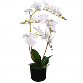 Orhidee artificială cu ghiveci, 65 cm, alb