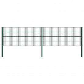 Panou de gard cu stâlpi, verde, 3,4 x 0,8 m, fier