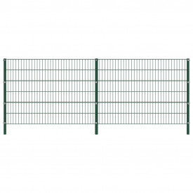 Panou de gard cu stâlpi, verde, 3,4 x 1,2 m, fier