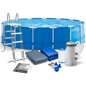 Piscina Intex Frame cu pompa de filtrare si scara incluse, 4.57m x 122cm, IX28242 - Img 2