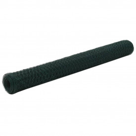 Plasă de sârmă, verde, 25x1,2 m, oțel cu înveliș PVC, hexagonal