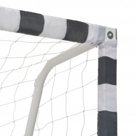 Poartă de fotbal, negru și alb, 300 x 160 x 90 cm, metal - Img 4