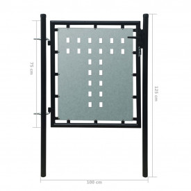 Poartă pentru gard simplă, negru, 100 x 125 cm - Img 5