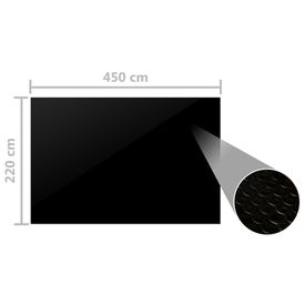 Prelată piscină, negru, 450 x 220 cm, PE - Img 3