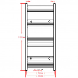 Radiator port-prosop încălzire baie, curbat, 500 x 1160 mm, negru - Img 9