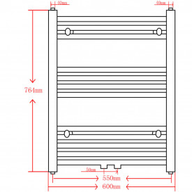 Radiator port-prosop încălzire centrală baie, drept, 600x764 mm, negru - Img 9
