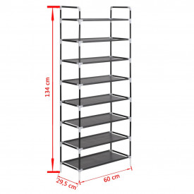 Raft încălțăminte 8 rafturi, Metal și textil nețesut, Negru - Img 7