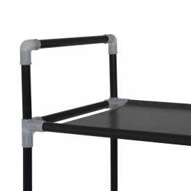 Raft pantofi 10 etajere, Metal și material textil nețesut Negru - Img 4