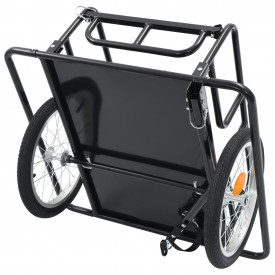 Remorcă de bicicletă, negru, 130 x 73 x 48,5 cm, oțel - Img 5