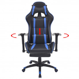 Scaun birou rabatabil, design racing, suport picioare, albastru - Img 2