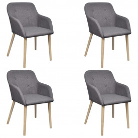 Scaun de bucătărie 4 buc, cadru stejar, textil, gri închis
