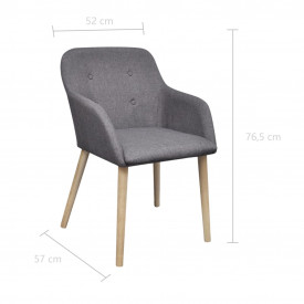 Scaun de bucătărie 4 buc, cadru stejar, textil, gri închis - Img 6