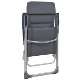 Scaun de camping, 2 buc, gri, 58 x 69 x 111 cm, aluminiu - Img 7