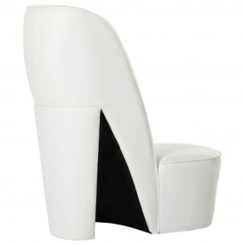 Scaun, design toc înalt, alb, piele ecologică - Img 3
