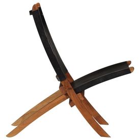 Scaun relaxant, piele naturală, 59 x 72 x 79 cm, negru - Img 3