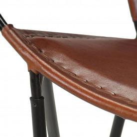 Scaun relaxant, piele naturală, 69 x 69 x 69 cm, maro - Img 6