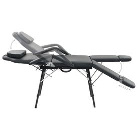 Scaun tratament facial, piele artificială, 185x78x76 cm, negru - Img 2