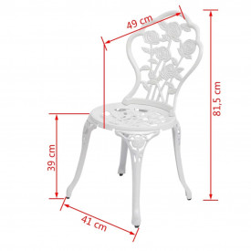 Scaune bistro 2 buc., alb, 41 x 49 x 81,5 cm aluminiu turnat - Img 5